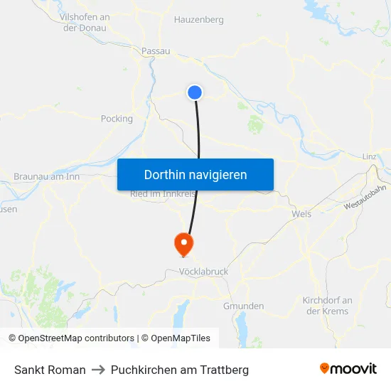Sankt Roman to Puchkirchen am Trattberg map