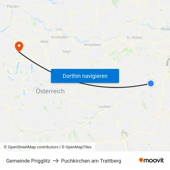 Gemeinde Prigglitz to Puchkirchen am Trattberg map