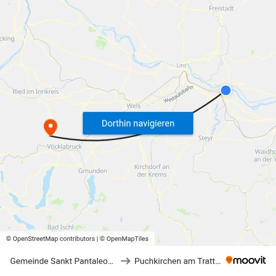 Gemeinde Sankt Pantaleon-Erla to Puchkirchen am Trattberg map