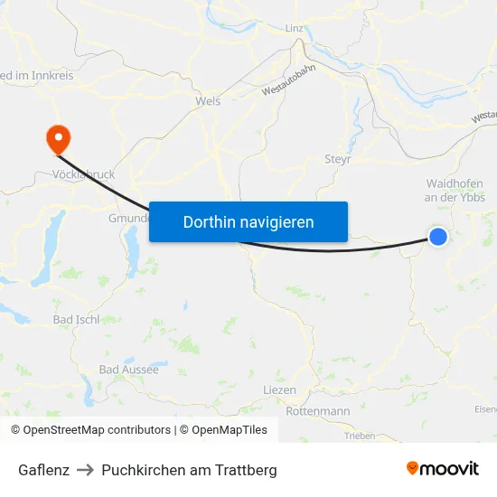 Gaflenz to Puchkirchen am Trattberg map