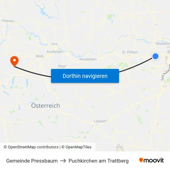 Gemeinde Pressbaum to Puchkirchen am Trattberg map