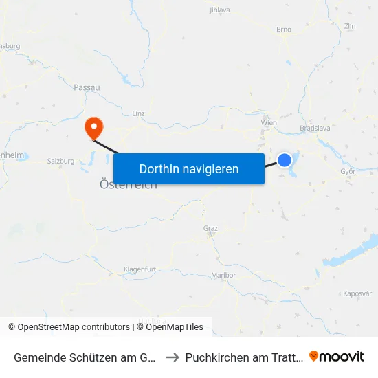 Gemeinde Schützen am Gebirge to Puchkirchen am Trattberg map