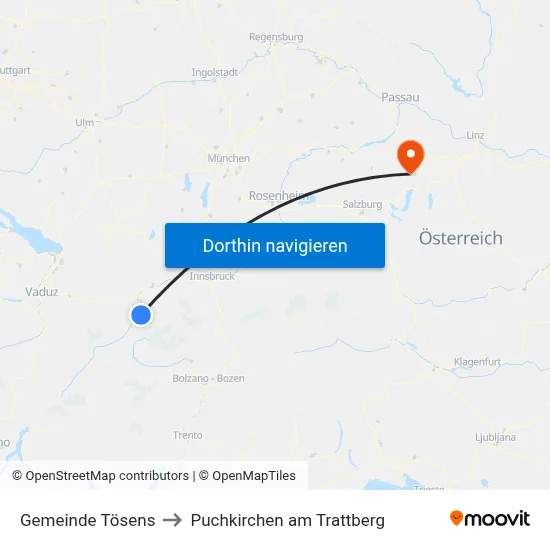 Gemeinde Tösens to Puchkirchen am Trattberg map