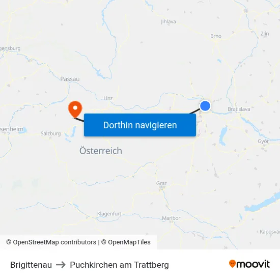 Brigittenau to Puchkirchen am Trattberg map