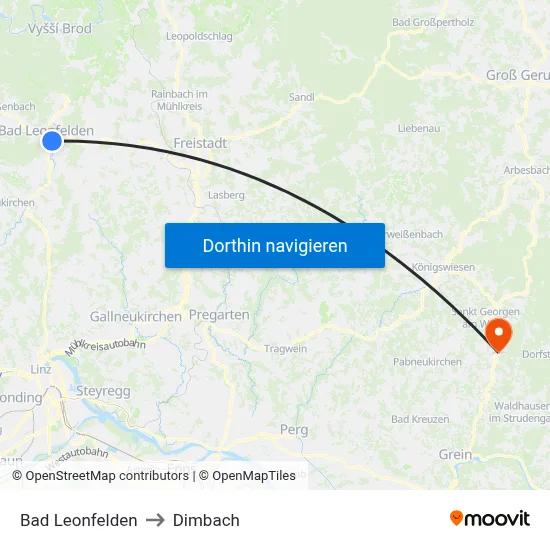 Bad Leonfelden to Dimbach map