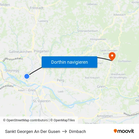 Sankt Georgen An Der Gusen to Dimbach map