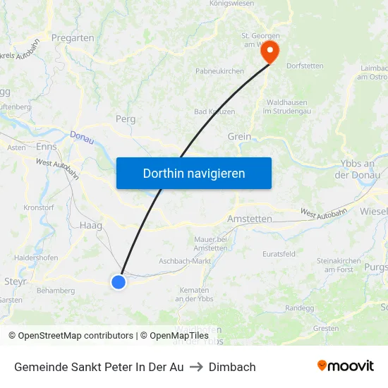 Gemeinde Sankt Peter In Der Au to Dimbach map