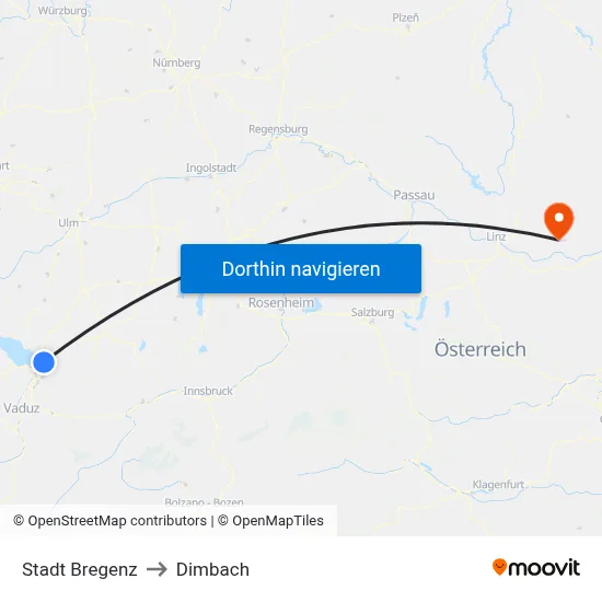 Stadt Bregenz to Dimbach map