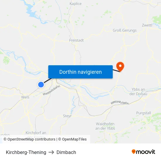 Kirchberg-Thening to Dimbach map