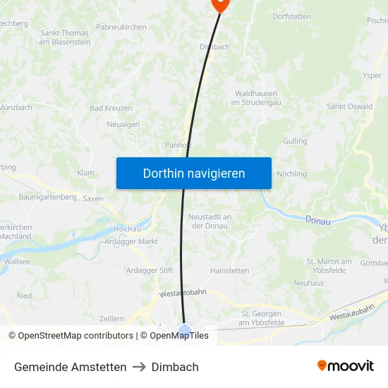 Gemeinde Amstetten to Dimbach map
