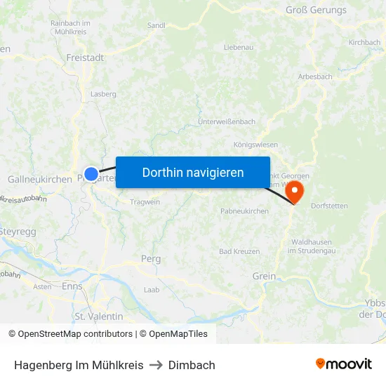 Hagenberg Im Mühlkreis to Dimbach map