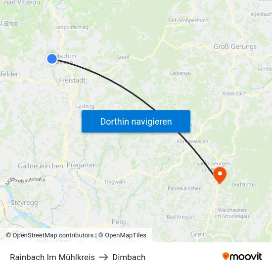 Rainbach Im Mühlkreis to Dimbach map