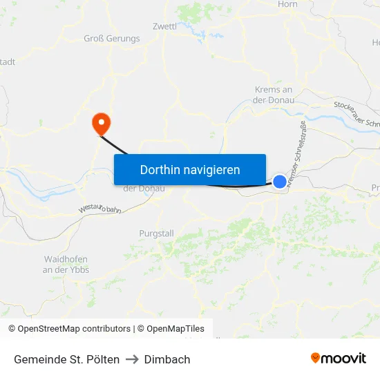 Gemeinde St. Pölten to Dimbach map