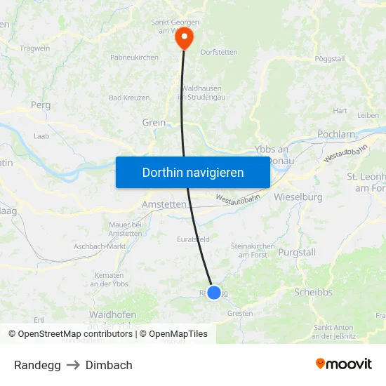 Randegg to Dimbach map