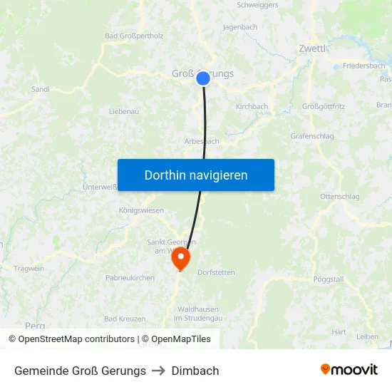 Gemeinde Groß Gerungs to Dimbach map