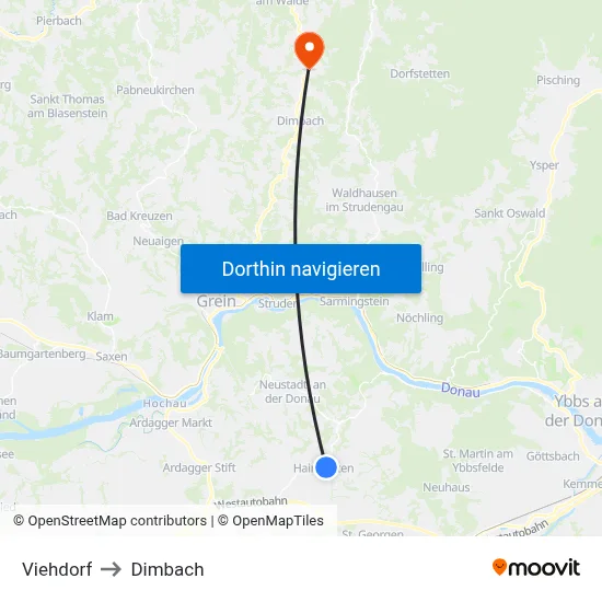 Viehdorf to Dimbach map