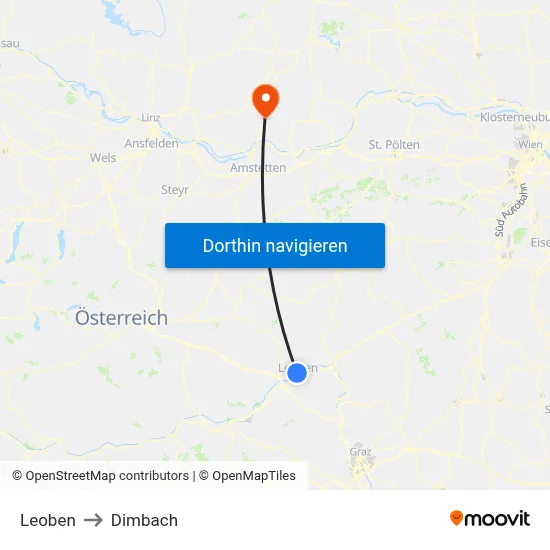 Leoben to Dimbach map
