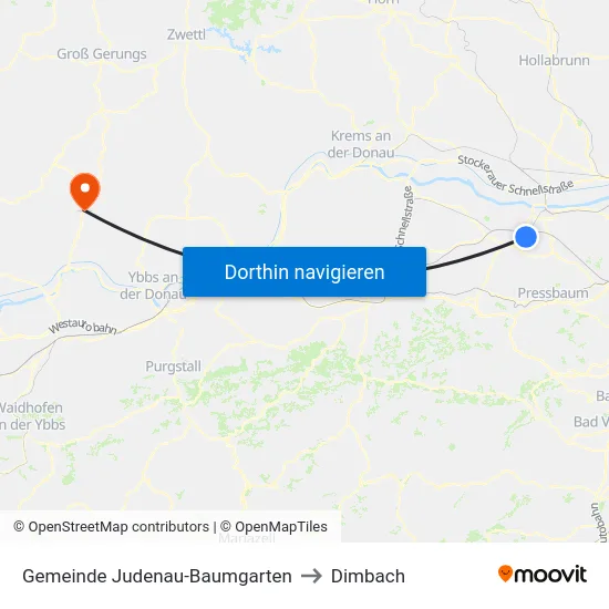 Gemeinde Judenau-Baumgarten to Dimbach map