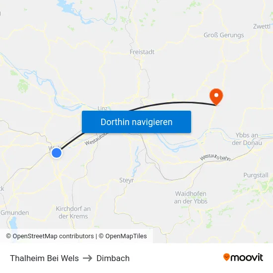 Thalheim Bei Wels to Dimbach map