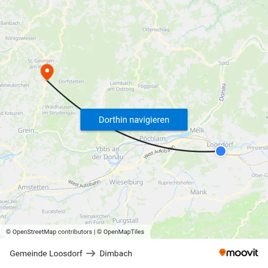 Gemeinde Loosdorf to Dimbach map