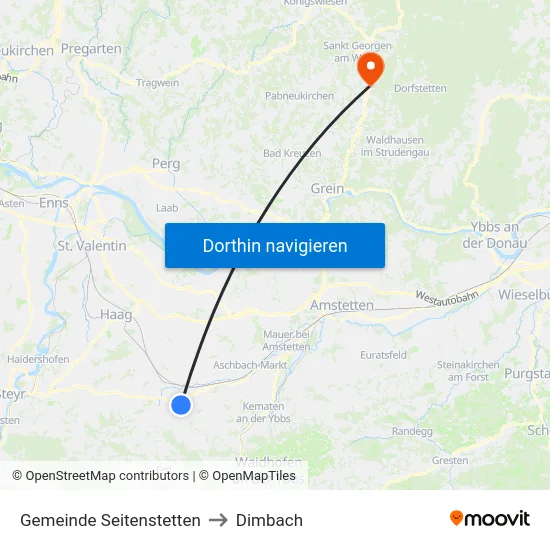Gemeinde Seitenstetten to Dimbach map