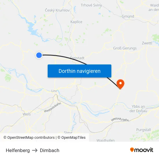 Helfenberg to Dimbach map