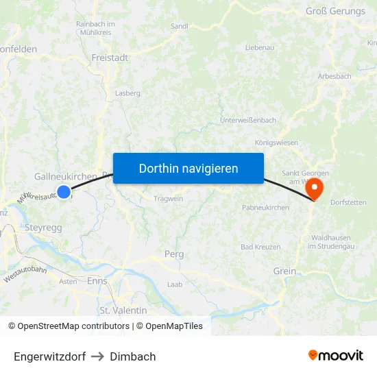 Engerwitzdorf to Dimbach map