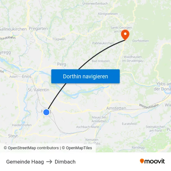 Gemeinde Haag to Dimbach map