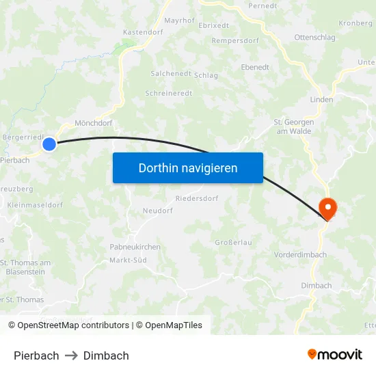 Pierbach to Dimbach map