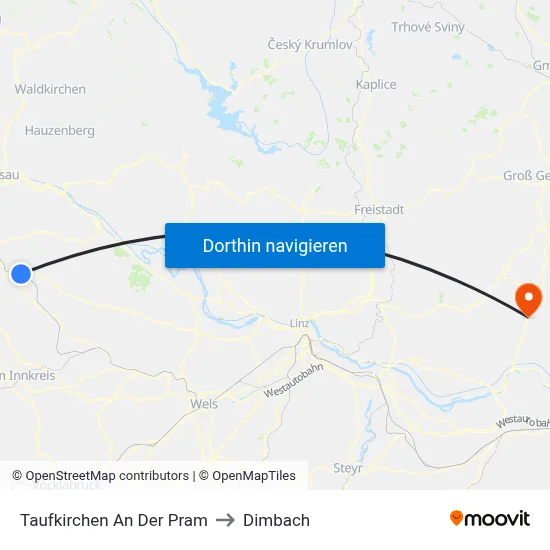 Taufkirchen An Der Pram to Dimbach map