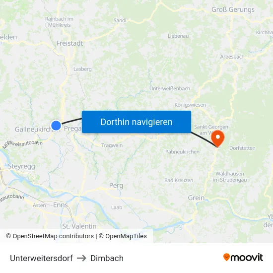 Unterweitersdorf to Dimbach map