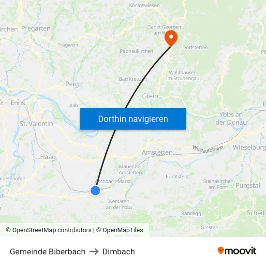 Gemeinde Biberbach to Dimbach map