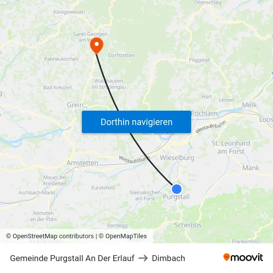 Gemeinde Purgstall An Der Erlauf to Dimbach map