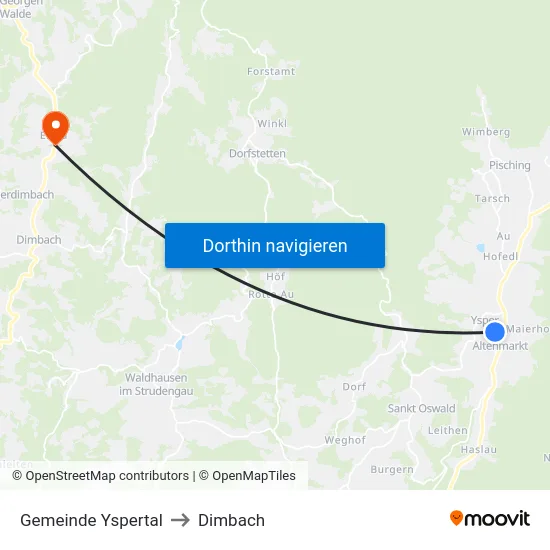 Gemeinde Yspertal to Dimbach map