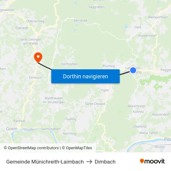 Gemeinde Münichreith-Laimbach to Dimbach map