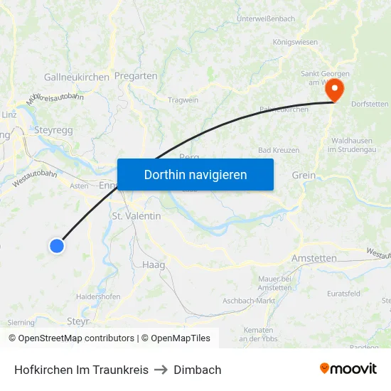 Hofkirchen Im Traunkreis to Dimbach map