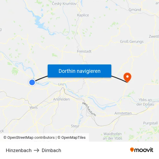 Hinzenbach to Dimbach map