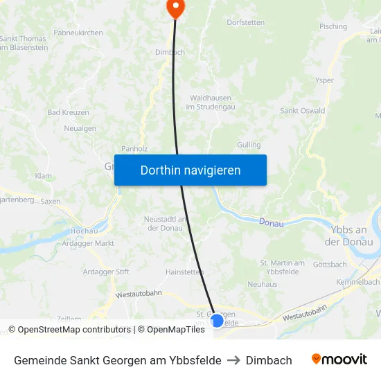 Gemeinde Sankt Georgen am Ybbsfelde to Dimbach map