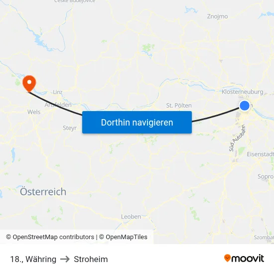 18., Währing to Stroheim map