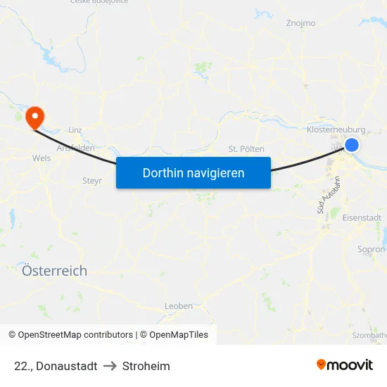 22., Donaustadt to Stroheim map