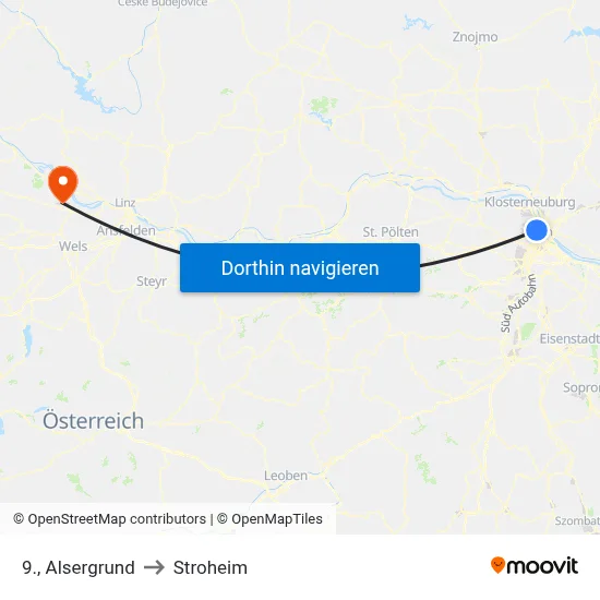 9., Alsergrund to Stroheim map