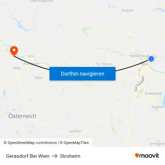 Gerasdorf Bei Wien to Stroheim map