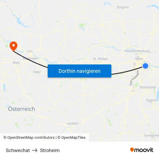 Schwechat to Stroheim map