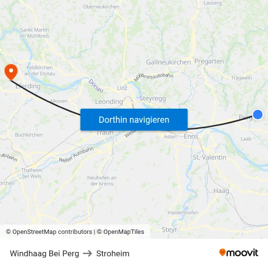 Windhaag Bei Perg to Stroheim map