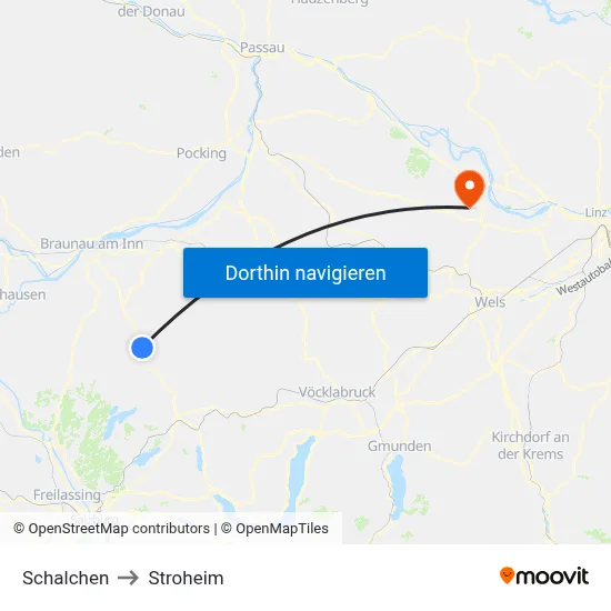 Schalchen to Stroheim map