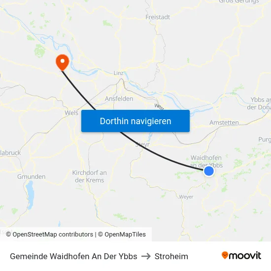 Gemeinde Waidhofen An Der Ybbs to Stroheim map