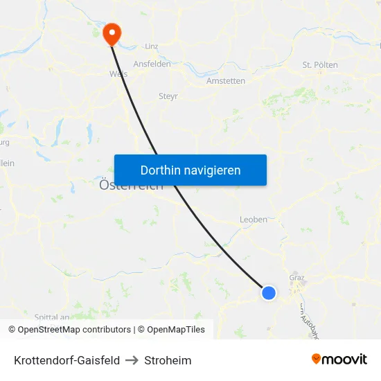 Krottendorf-Gaisfeld to Stroheim map