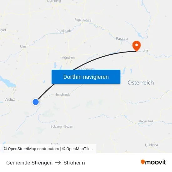 Gemeinde Strengen to Stroheim map
