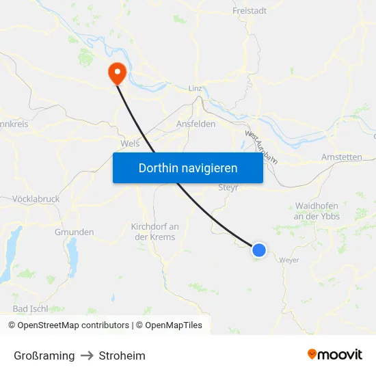 Großraming to Stroheim map