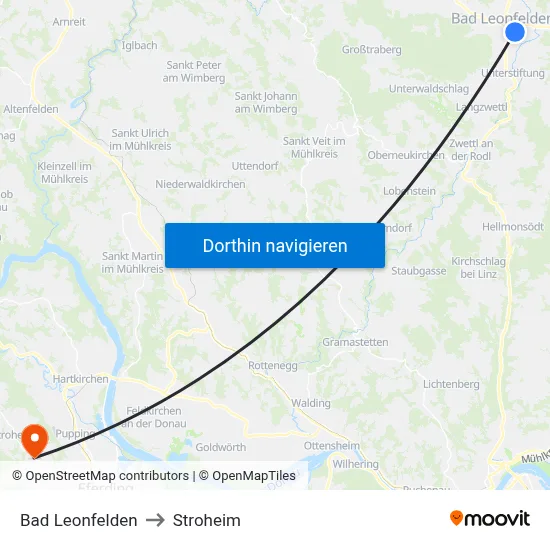 Bad Leonfelden to Stroheim map